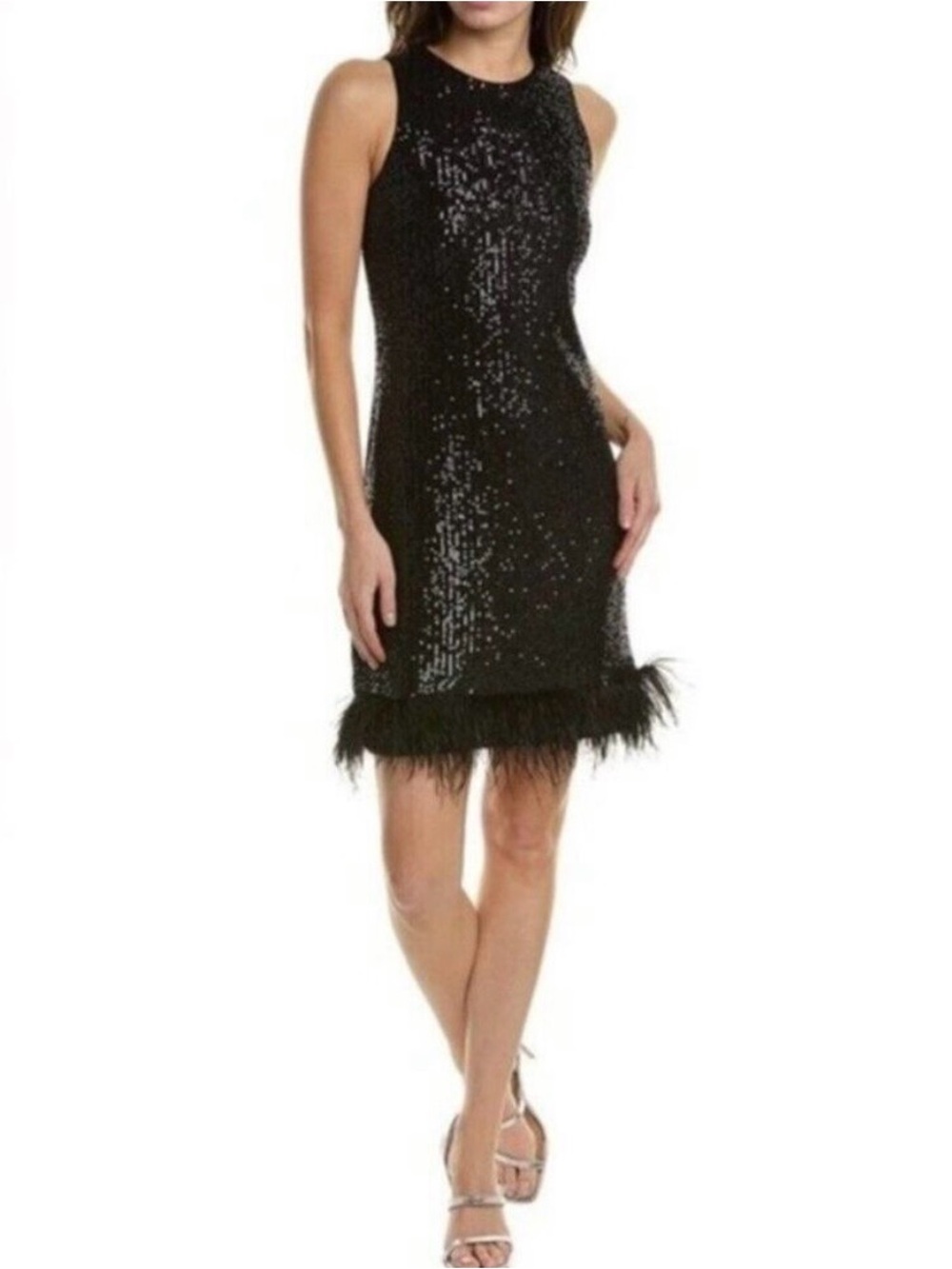 Taylor Black Sequin Dress Feather trim
Sleeveless Size 14 Cocktail Formal